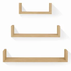 Étagères murales bois imitation hêtre*IDMarket Clearance