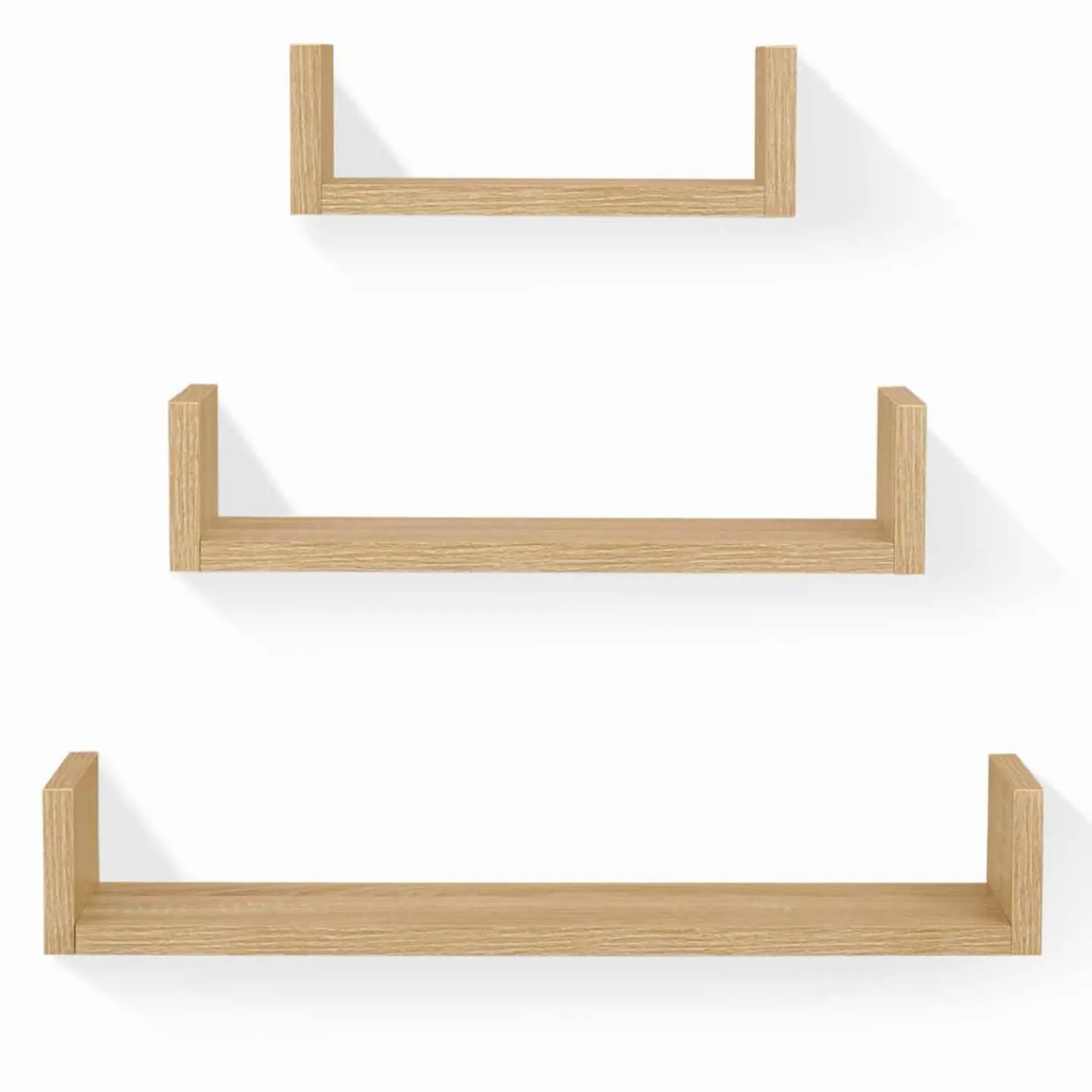 Étagères murales bois imitation hêtre*IDMarket Clearance