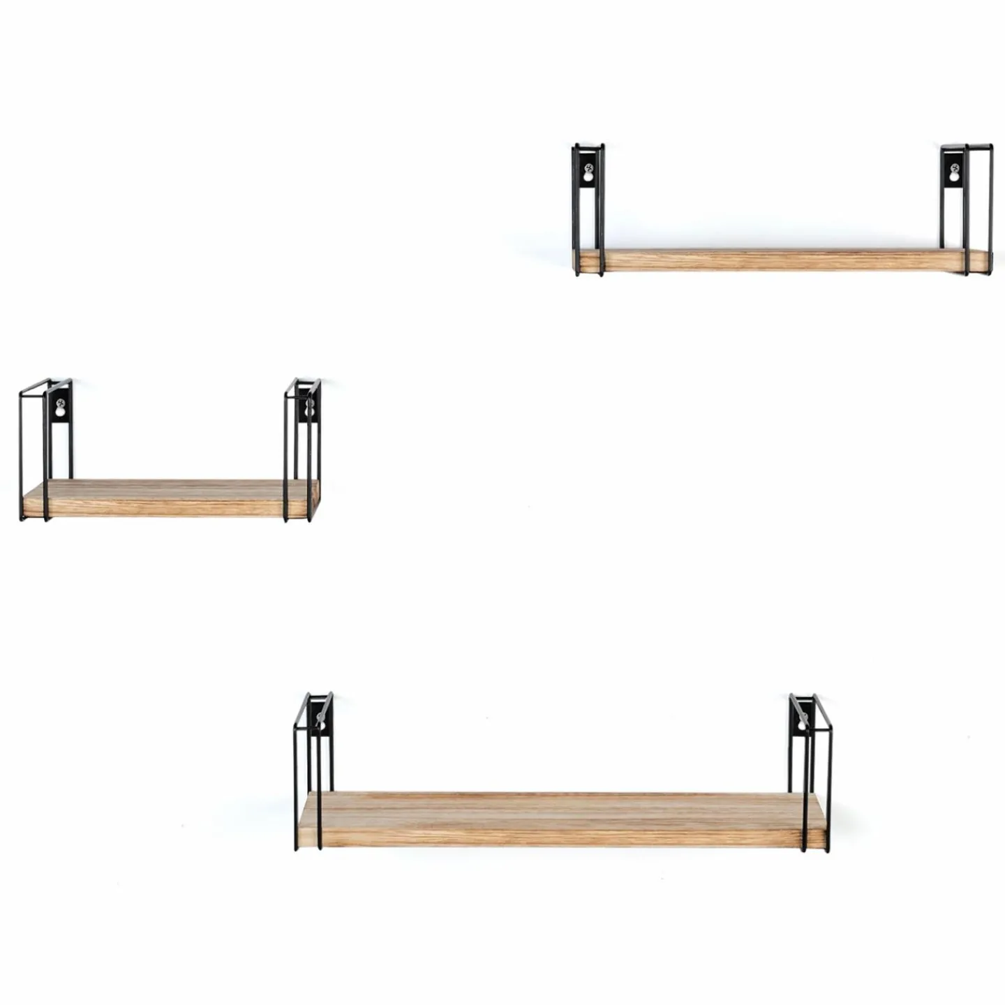 Étagères murales style industriel en bois et métal noir*IDMarket Outlet