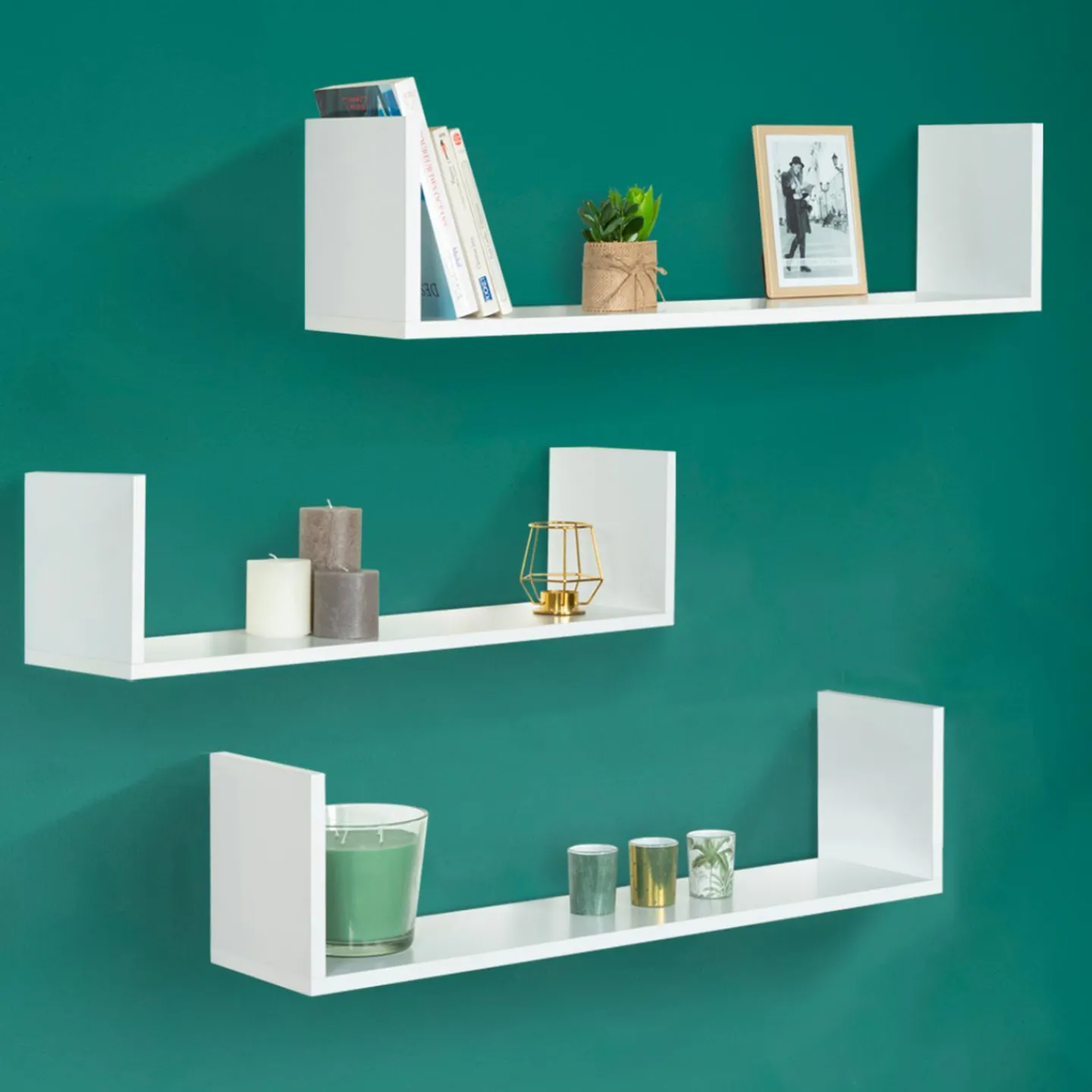 Étagères suspendues 3 niveaux blanches*IDMarket Clearance