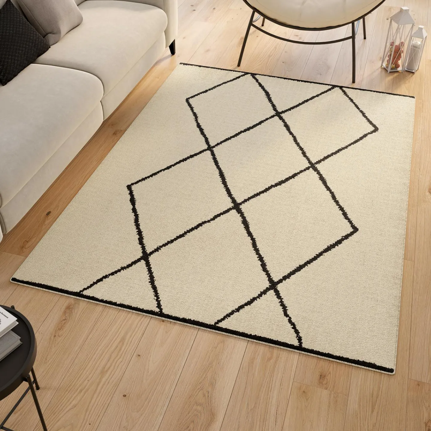 Tapis d'intérieur rectangle à motifs berbère 160 x 220 cm*IDMarket Discount