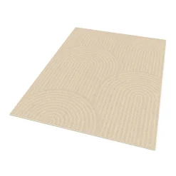 Tapis d'intérieur rectangle à motifs circulaire beige 160 x 220 cm*IDMarket New