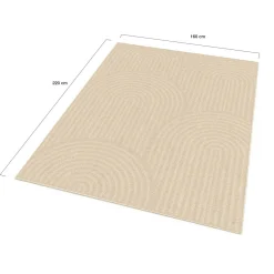 Tapis d'intérieur rectangle à motifs circulaire beige 160 x 220 cm*IDMarket New