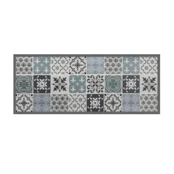 Tapis en vinyle effet carreaux de ciment noir et blanc 66 x 160 cm*IDMarket Hot
