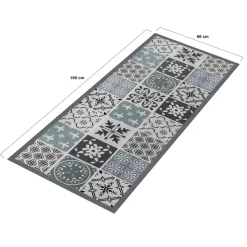 Tapis en vinyle effet carreaux de ciment noir et blanc 66 x 160 cm*IDMarket Hot