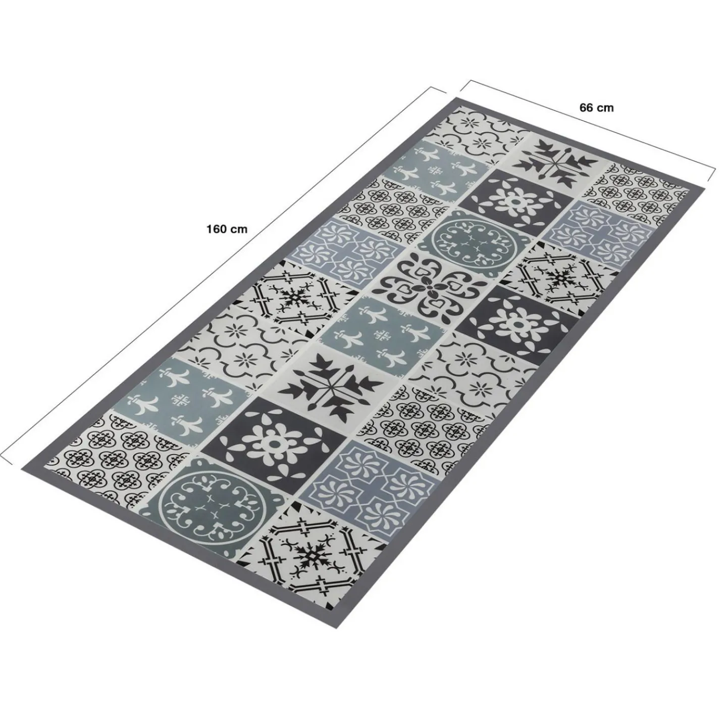 Tapis en vinyle effet carreaux de ciment noir et blanc 66 x 160 cm*IDMarket Hot