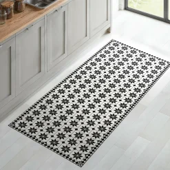 Tapis en vinyle effet mosaïque noir et blanc 66 x 160 cm*IDMarket Online