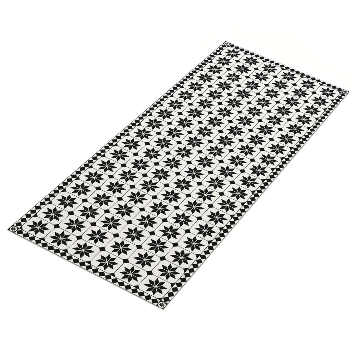 Tapis en vinyle effet mosaïque noir et blanc 66 x 160 cm*IDMarket Online