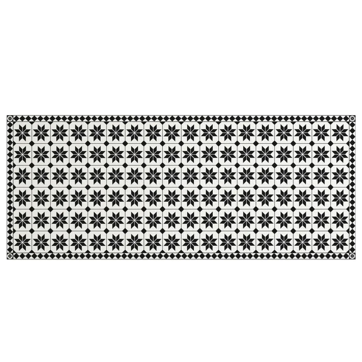 Tapis en vinyle effet mosaïque noir et blanc 66 x 160 cm*IDMarket Online