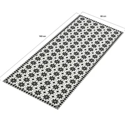 Tapis en vinyle effet mosaïque noir et blanc 66 x 160 cm*IDMarket Online