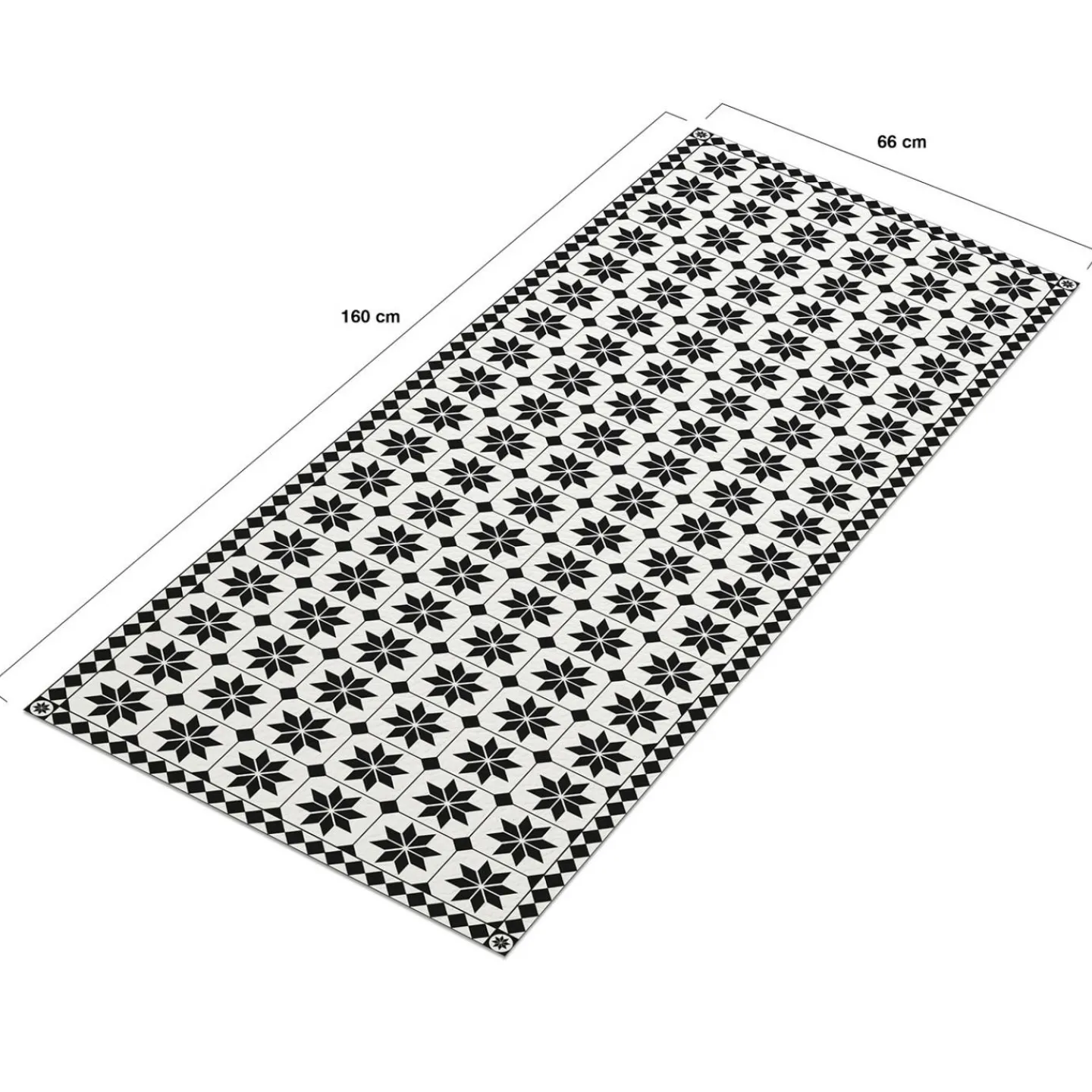 Tapis en vinyle effet mosaïque noir et blanc 66 x 160 cm*IDMarket Online