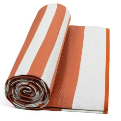 Tapis extérieur à rayures terracotta 270x370cm*IDMarket Discount
