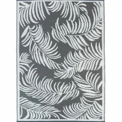 Tapis extérieur gris et blanc motifs tropicaux 270 x 370 cm*IDMarket Outlet