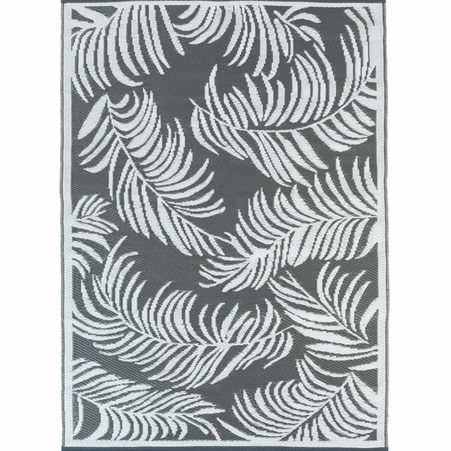 Tapis extérieur gris et blanc motifs tropicaux 270 x 370 cm*IDMarket Outlet