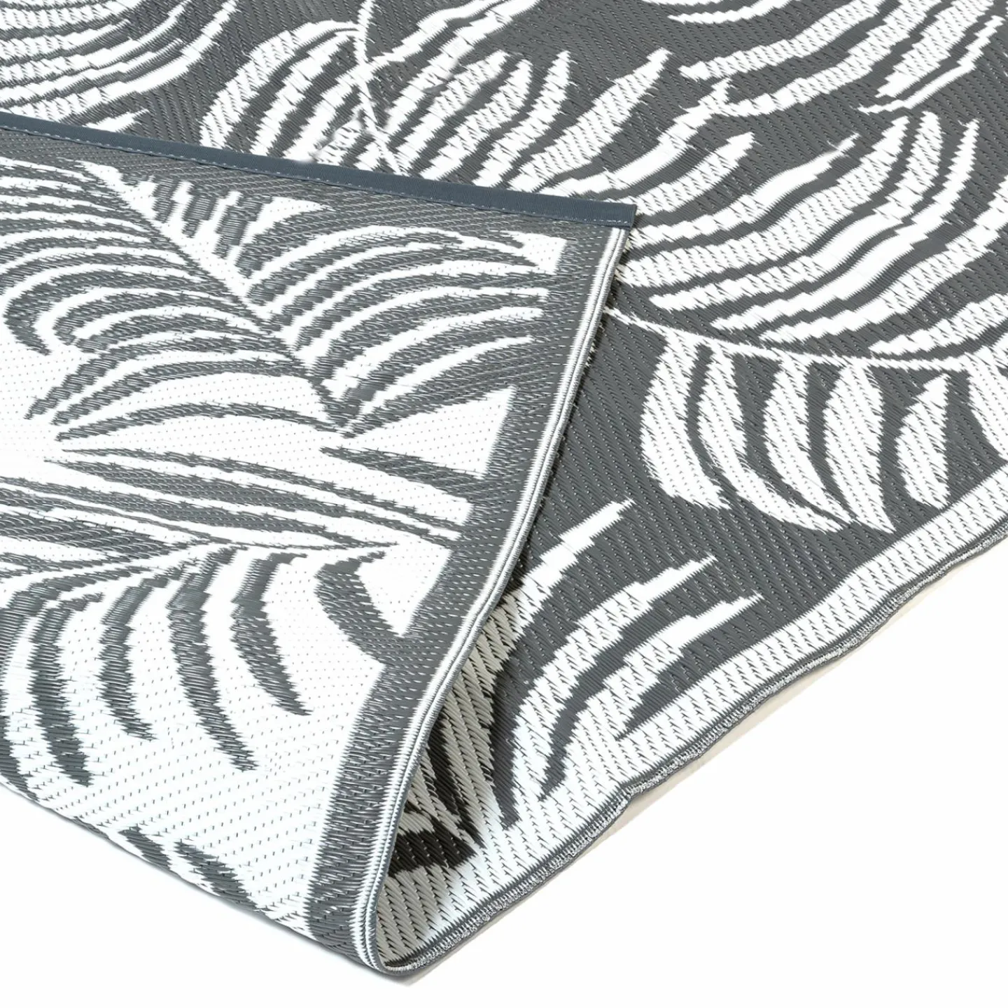 Tapis extérieur gris et blanc motifs tropicaux 270 x 370 cm*IDMarket Outlet