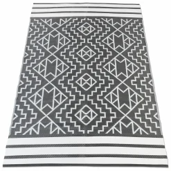 Tapis extérieur gris et blanc motifs aztèques 160 x 240 cm*IDMarket