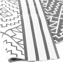 Tapis extérieur gris et blanc motifs aztèques 160 x 240 cm*IDMarket