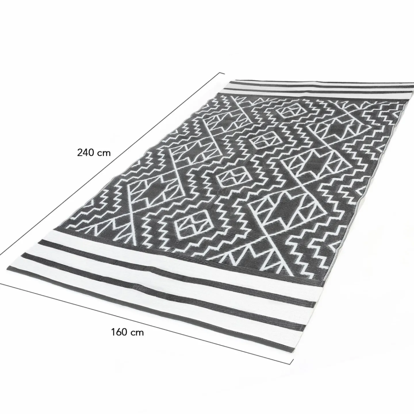 Tapis extérieur gris et blanc motifs aztèques 160 x 240 cm*IDMarket