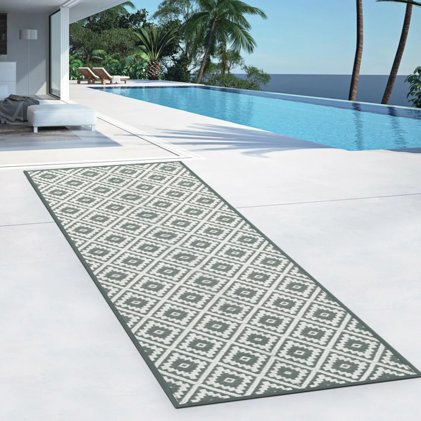 Tapis extérieur gris 80x250cm*IDMarket Sale