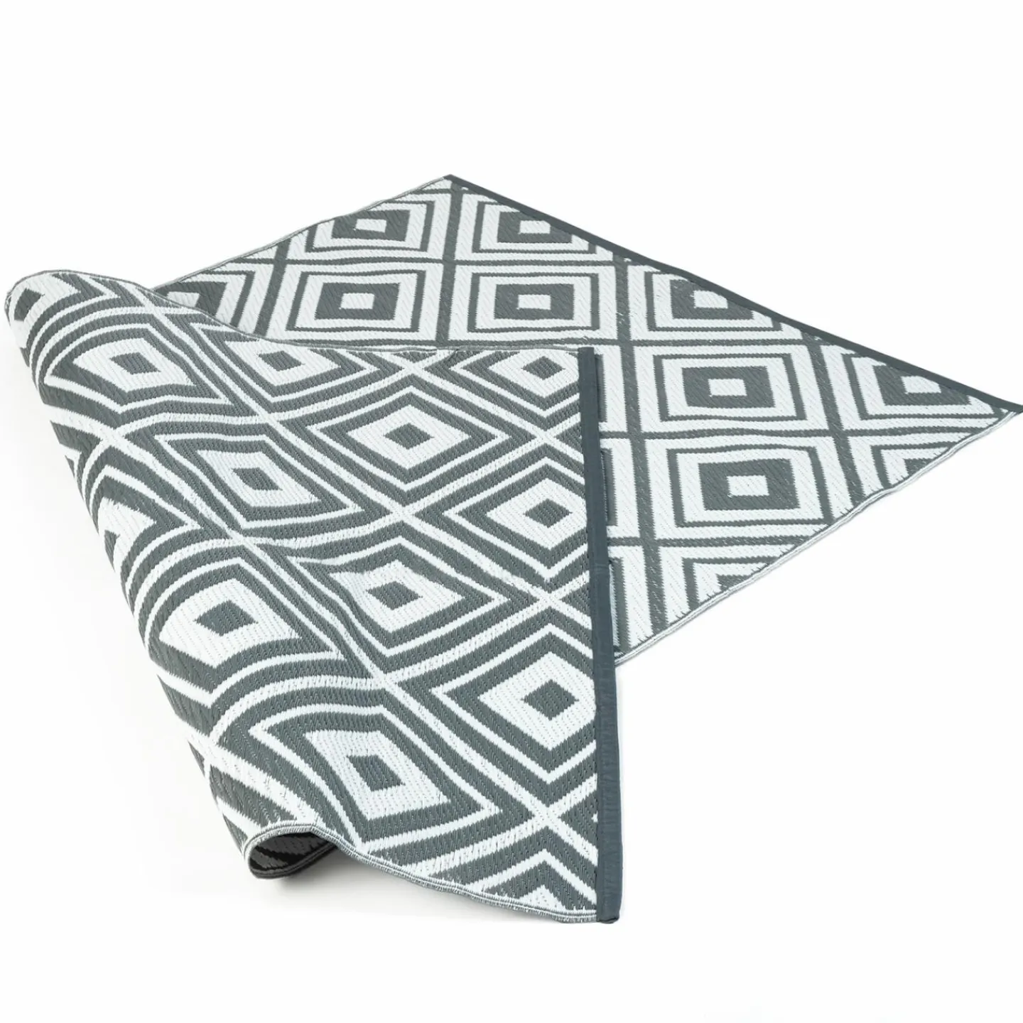 Tapis extérieur jardin motifs géométriques gris et blanc 270 x 370 cm*IDMarket Discount