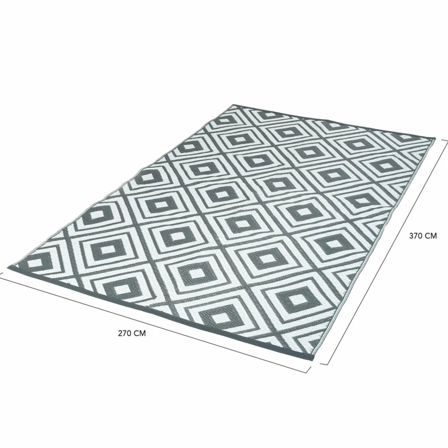 Tapis extérieur jardin motifs géométriques gris et blanc 270 x 370 cm*IDMarket Discount