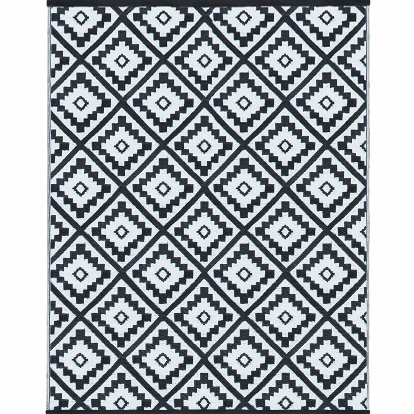 Tapis extérieur noir et blanc motifs géométriques 180 x 280 cm*IDMarket Best
