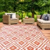 Tapis extérieur terracotta et blanc motifs géométriques 120 x 180 cm*IDMarket Online
