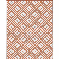 Tapis extérieur terracotta motifs géométriques 270 x 370 cm*IDMarket