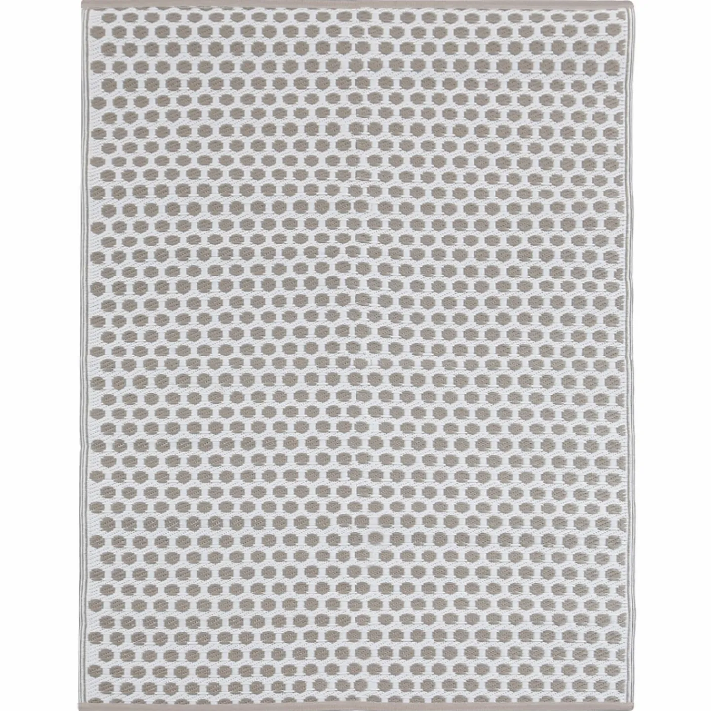Tapis extérieur terrasse motifs ronds beiges et blancs 180 x 280 cm*IDMarket