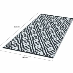 Tapis extérieur terrasse motifs géométriques noir et blanc 160 x 260 cm*IDMarket Outlet