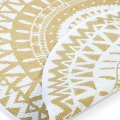 Tapis extérieur terrasse motifs maoris blanc et naturel 150 cm*IDMarket Hot