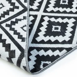 Tapis extérieur terrasse motifs géométriques noir et blanc 270 x 370 cm*IDMarket Discount