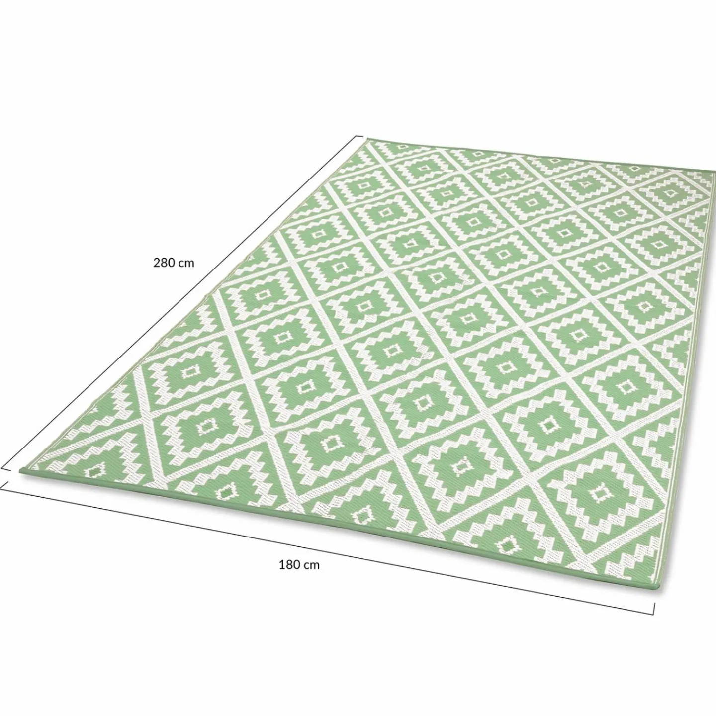 Tapis extérieur vert sauge et blanc motifs géométriques 180 x 280 cm*IDMarket Clearance