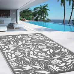 Tapis extérieur 180x280 cm gris et blanc*IDMarket Hot