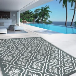 Tapis extérieur 180x280 cm gris et blanc*IDMarket