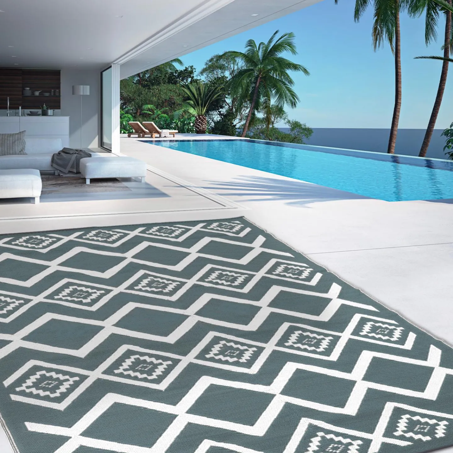 Tapis extérieur 180x280 cm gris et blanc*IDMarket Discount