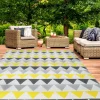 Tapis extérieur 270x370 cm triangles gris et jaune*IDMarket New