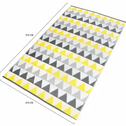 Tapis extérieur 270x370 cm triangles gris et jaune*IDMarket New
