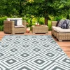 Tapis jardin motifs géométriques gris et blanc 180 x 280 cm*IDMarket Outlet