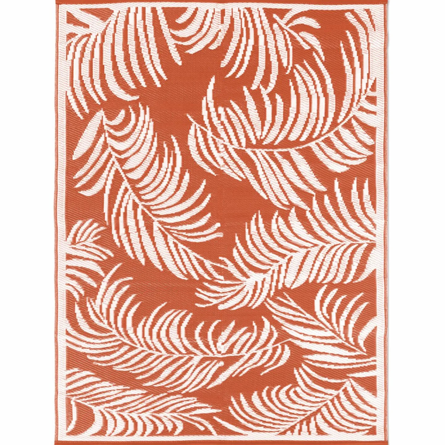 Tapis tropical d'extérieur terracotta et blanc*IDMarket
