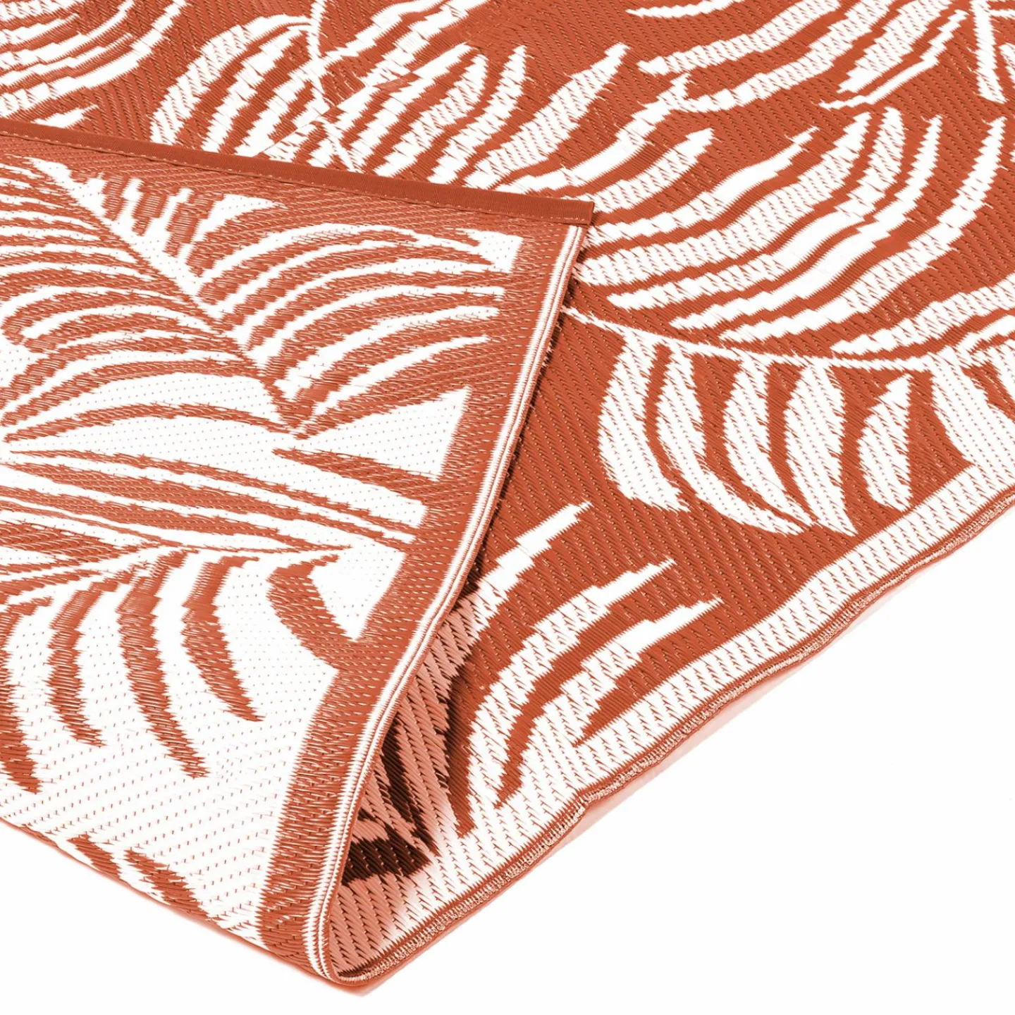 Tapis tropical d'extérieur terracotta et blanc*IDMarket