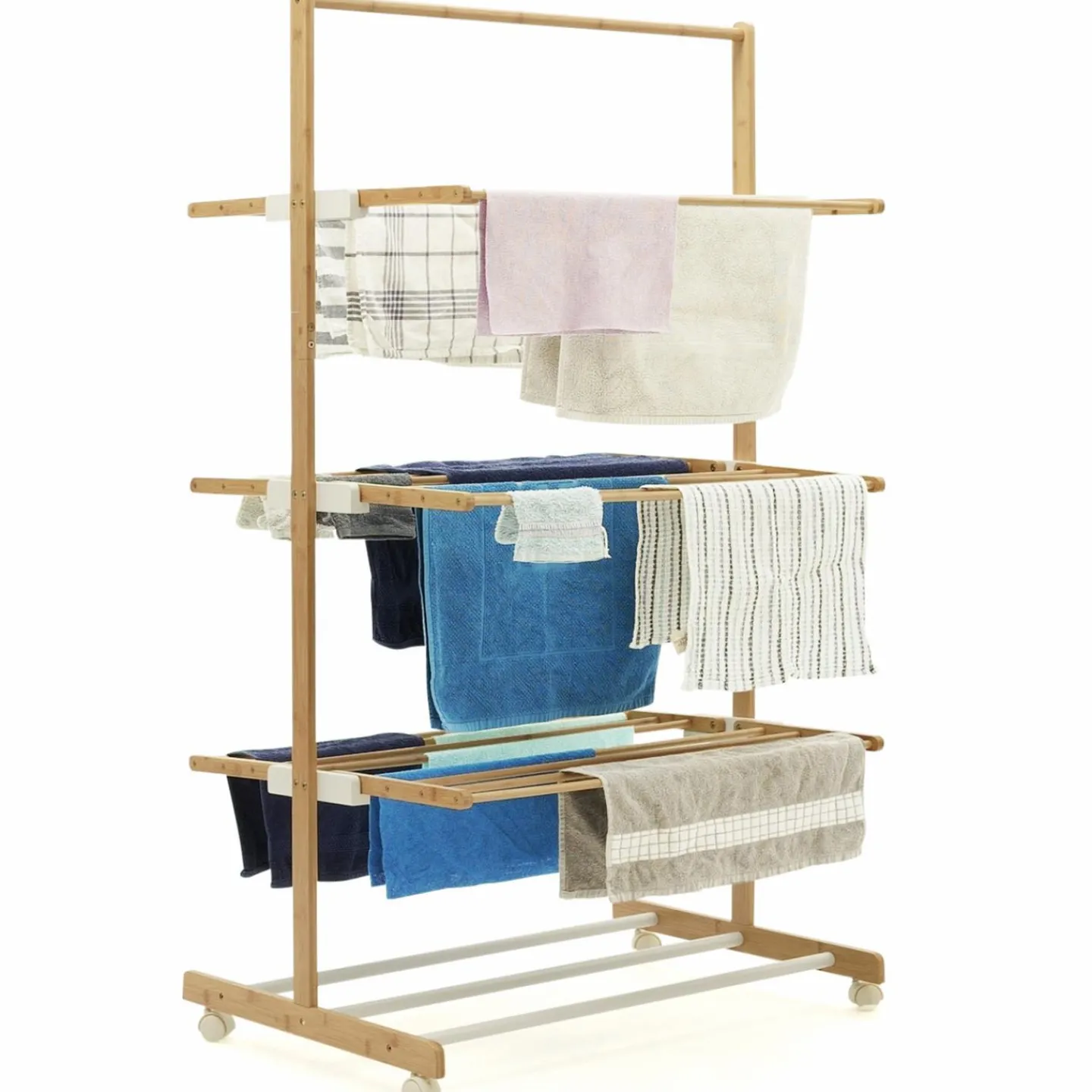 Étendoir à linge 3 niveaux en bambou*IDMarket Hot
