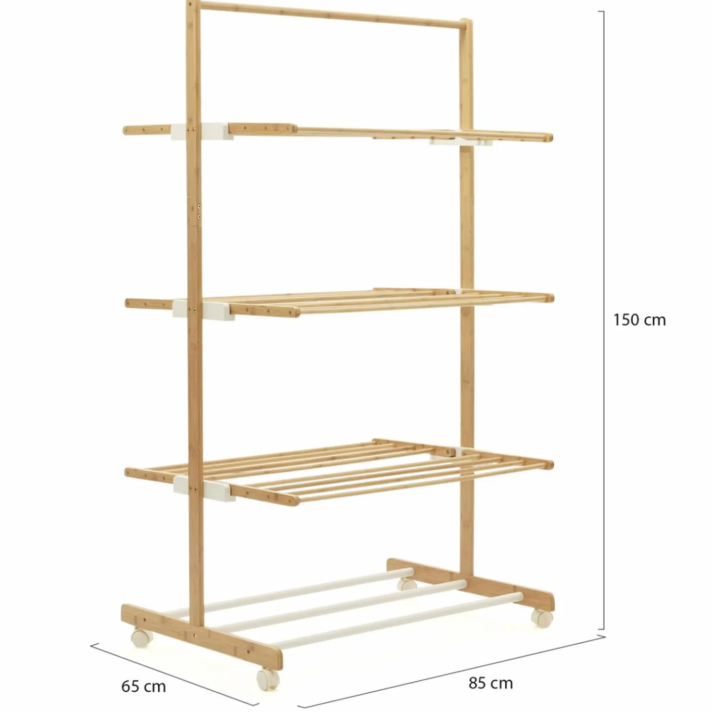 Étendoir à linge 3 niveaux en bambou*IDMarket Hot