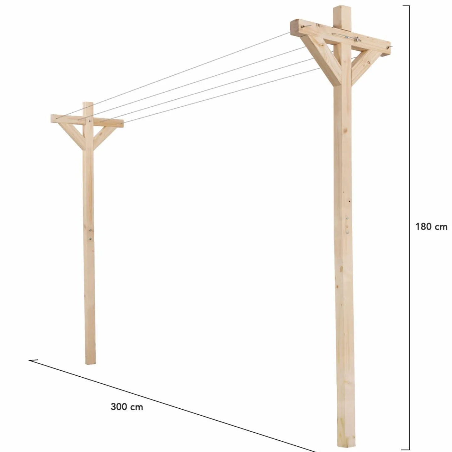 Étendoir à linge extérieur en bois avec 12 m d’étendage*IDMarket Hot