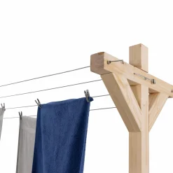 Étendoir à linge extérieur en bois avec 12 m d’étendage*IDMarket Hot
