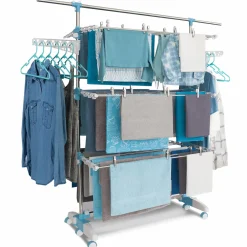 Étendoir à linge pliable avec barre télescopique*IDMarket Sale