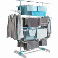 Étendoir à linge pliable avec barre télescopique*IDMarket Online
