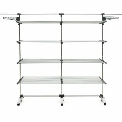 Étendoir à linge XXL 60 m sur 4 niveaux avec barre télescopique*IDMarket Online