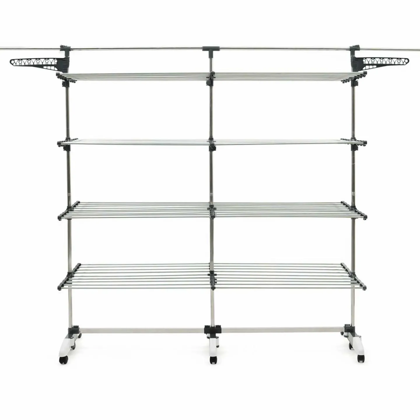 Étendoir à linge XXL 60 m sur 4 niveaux avec barre télescopique*IDMarket Online