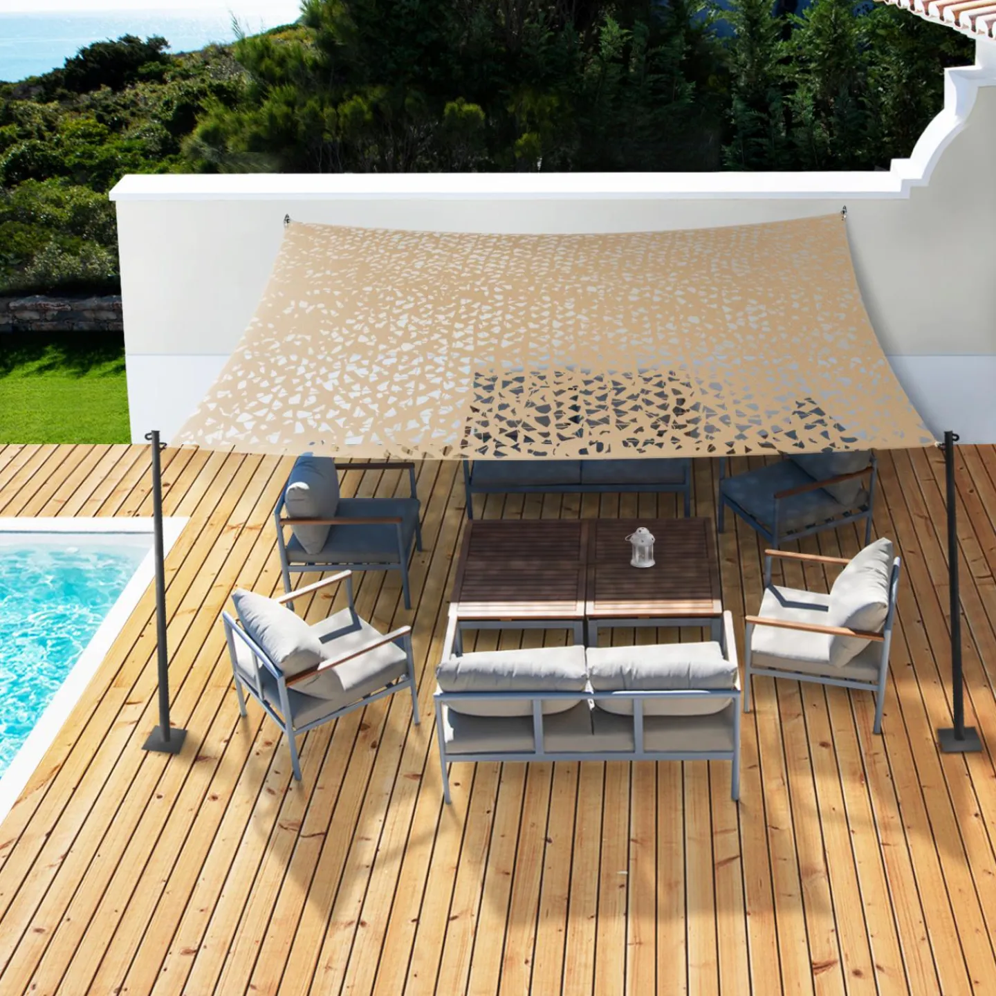 Toile ombrage rectangulaire camouflage sable 4x6 m*IDMarket Outlet